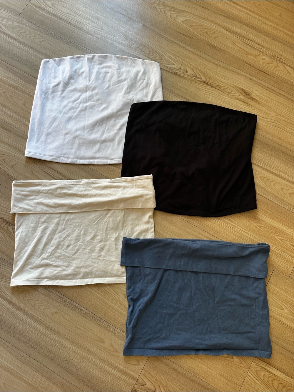 Classic Tube Top Bundle - White, Black, Cream (fold-over), Blue(fold-over ) - Picture 2 of 6
